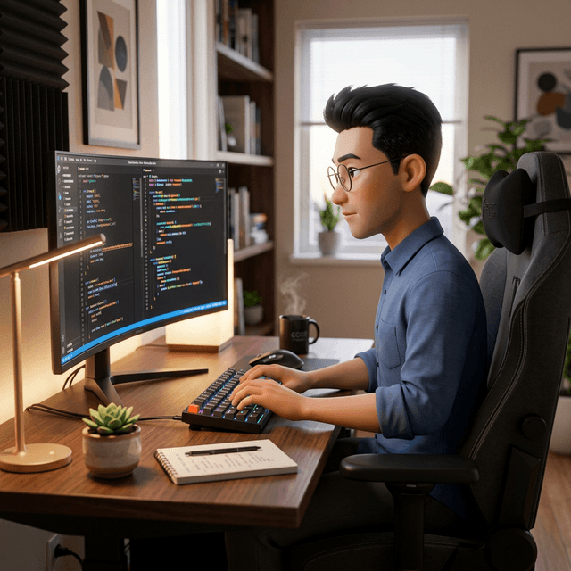 3D Stylized Male Programmer Illustration